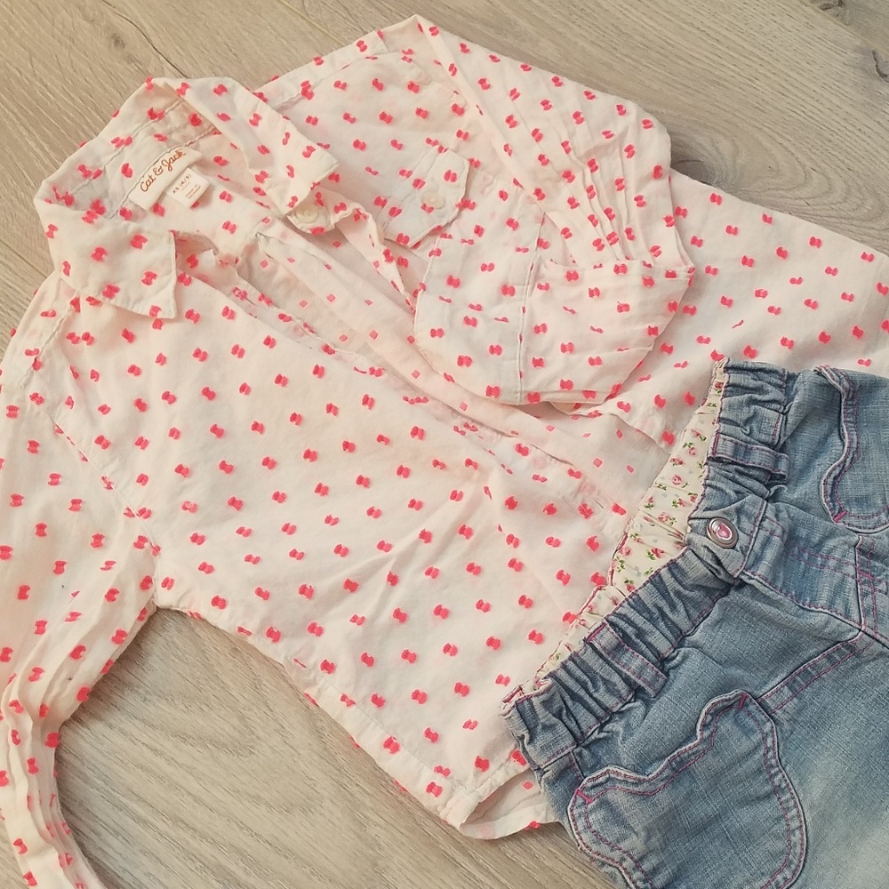 4T girls pink polka dot shirts
